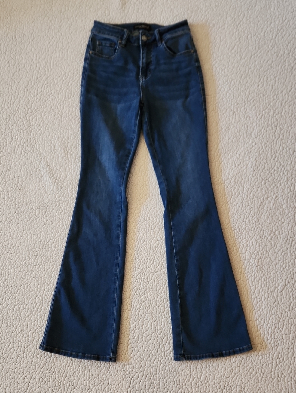Flying Banana Curvy High-rise Flare Leg Dark Wash Cotton Blend Denin Jeans